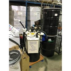 AIR CYCLE BULB EATER FLUORESCENT LAMP CRUSHING SYSTEM WITH 2 EXTRA STORAGE BARRELS & CART