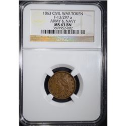 1863 CIVIL WAR TOKEN F-13/297a ARMY & NAVY