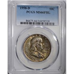 1958-D FRANKLIN HALF DOLLAR PCGS MS66FBL