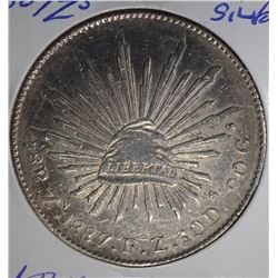 1887 Zs SILVER 8 REALES MEXICO