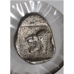 5th CENTURY BC SILVER OBOL MYSIA GREEK