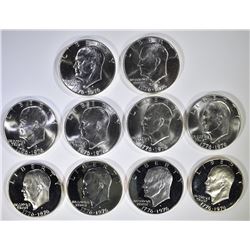 6-BU & 4-PROOF 1976 BICENTENNIAL 40% SILVER EISENH