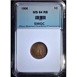1906 INDIAN CENT, EMGC CH/GEM BU RB