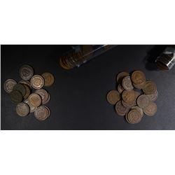 1901 & 1902 CIRC INDIAN CENT ROLLS 100 COINS TOTAL