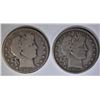 Image 1 : (2) BARBER HALF DOLLARS: