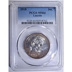 1918 LINCOLN COMMEM HALF DOLLAR PCGS MS-64