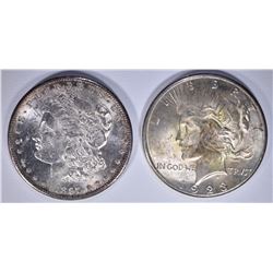 SILVER DOLLARS CH BU: 1923-S PEACE & 1897-S MORGAN