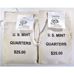 2 - MINT SEALED STATE QTR BAGS: