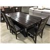Image 2 : CONTEMPORARY RUSTIC LOOK WOOD & METAL DINING TABLE WITH 4 CHAIRS & LONG BENCH SEAT