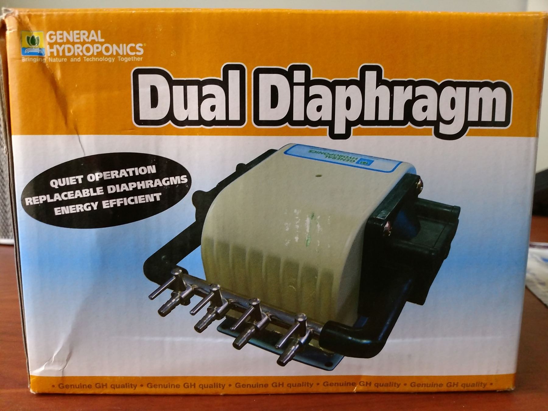 General Hydroponics Dual Diaphram 120v Air Pump 320gph