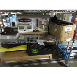 ELEVATOR BRACKETS, COMMERCIAL CLIPBOARD, TOOL POUCH, SKATEBOARD RAMPS, TV MOUNT, VEHICLE RAMPS