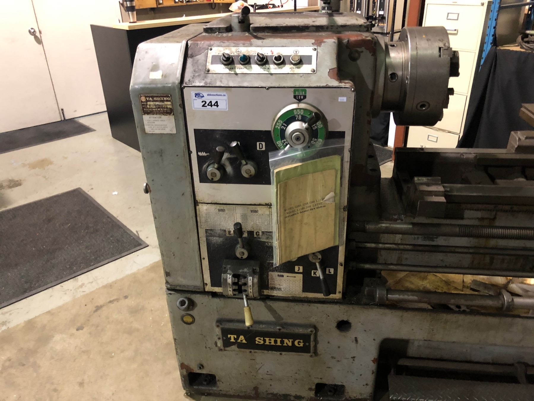 TA SHING MACHINE WORKS INDUSTRIAL LATHE (MODEL)150OB INCLUDES PALLET OF ...