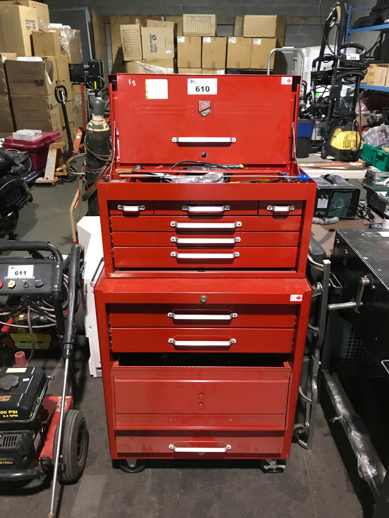 BEACH 2 PIECE, 11 DRAWER ROLLING MECHANICS TOOL CHEST, WITH TOOL CONTENTS Able Auctions BEACH 2 PIECE, 11 DRAWER ROLLING MECHANICS TOOL CHEST, WITH TOOL CONTENTS Able Auctions