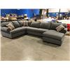 Image 2 : 3 PC GREY UPHOLSTERED SECTIONAL SOFA WITH 3 THROW CUSHIONS