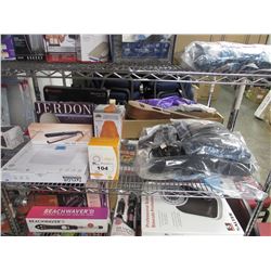 JERDON WALL MOUNT MIRROR, CRYSTAL SALT LAMP, TAYLOR DIGITAL SCALE, HAIR STRAIGHTENER, CLARISONIC