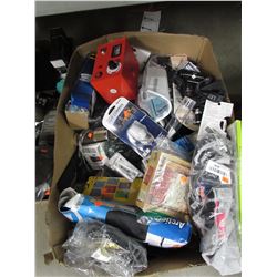 BOX OF ASSORTED ELECTRONICS, GAMES, LINEN, BOOKS, DECOR, ETC