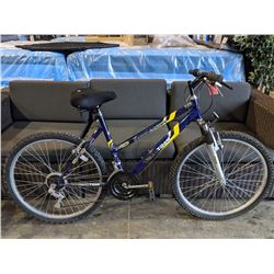 PURPLE/YELLOW TECHTEAM RAZOR CANYON 15-SPEED MOUNTAIN BIKE