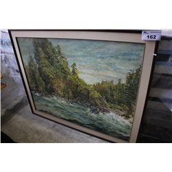 LARGE "RIVER SCENE" FRAMED PAINTING