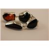 Image 2 : 2 AMBER PENDANTS WITH DOUBLE DROPS IN FREE FORM WITH CANADA STAMP SET IN HEAVY STERLING