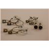 Image 2 : 4 PAIRS OF EARRINGS ALL SET IN HEAVY STERLING MOUNTS .925: PEAR SHAPED PERIDOT, EMERALD CUT GOLDEN