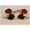 Image 2 : 4 AMBER PENDANTS, CHERRY RED FIRE, FREE FORM, SET IN STERLING SILVER
