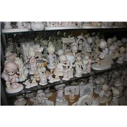 LARGE SHELF LOT OF ASSORTED ENESCO PRECIOUS MOMENTS COLLECTABLE FIGURINES