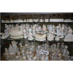 LARGE SHELF LOT OF ASSORTED ENESCO PRECIOUS MOMENTS COLLECTABLE FIGURINES