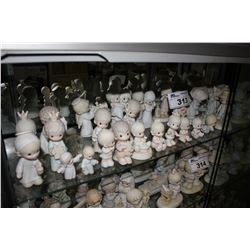 LARGE SHELF LOT OF ASSORTED ENESCO PRECIOUS MOMENTS COLLECTABLE FIGURINES