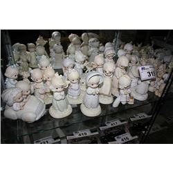 LARGE SHELF LOT OF ASSORTED ENESCO PRECIOUS MOMENTS COLLECTABLE FIGURINES