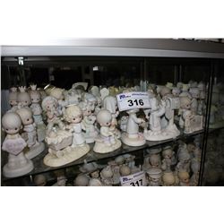 LARGE SHELF LOT OF ASSORTED ENESCO PRECIOUS MOMENTS COLLECTABLE FIGURINES