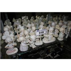 LARGE SHELF LOT OF ASSORTED ENESCO PRECIOUS MOMENTS COLLECTABLE FIGURINES