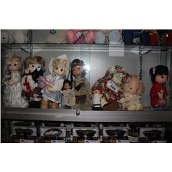 SHELF LOT OF ASSORTED COLLECTABLE DOLLS