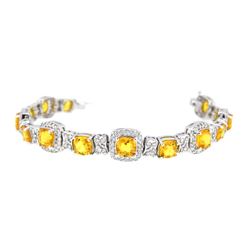 14KT White Gold 18.56ctw Yellow Sapphire and Diamond Bracelet