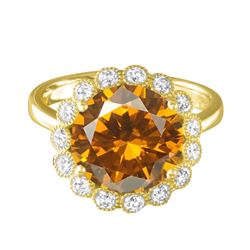 14KT Yellow Gold 2.11ct Citrine and Diamond Ring