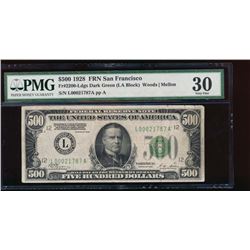 1928 $500 San Francisco Federal Reserve Note PMG 30