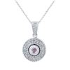 Image 1 : 14KT White Gold Pink Sapphire and Diamond Pendant with Chain