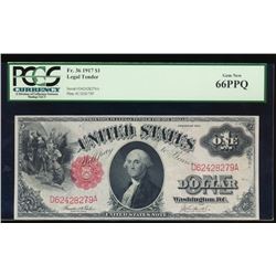 1917 $1 Legal Tender Note PCGS 66PPQ