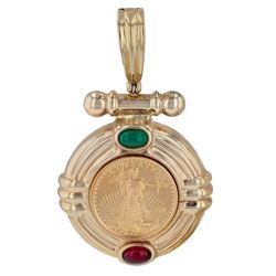 14KT & 22KT Yellow Gold Lady Liberty Coin Pendant