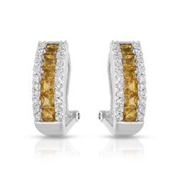 14KT White Gold 1.40ctw Yellow Sapphire and Diamond Earrings