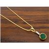 Image 4 : 14KT Yellow Gold Emerald and Diamond Pendant with Chain