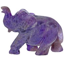 Hand Carved 735ct Natural Amethyst Elephant