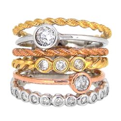 14KT Tri Color Gold 1.03ctw Diamond Ring