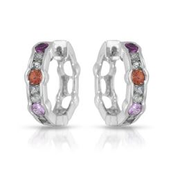 14KT White Gold 1.52ctw Multi Color Sapphire Earrings