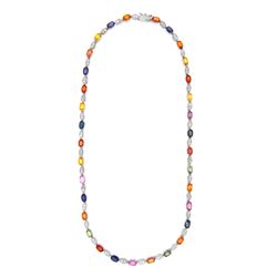 14KT White Gold 18.50ctw Multi Color Sapphire and Diamond Necklace