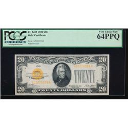 1928 $20 Gold Certificate PCGS 64PPQ
