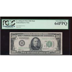 1934A $500 New York Federal Reserve Note PCGS 64PPQ