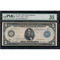 1914 $5 San Francisco Federal Reserve Note PMG 35