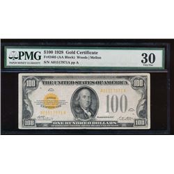1928 $100 Gold Certificate PMG 30