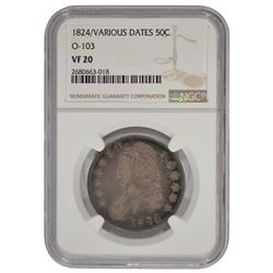 1824 Various Dates Bust Half Dollar Coin NGC VF20