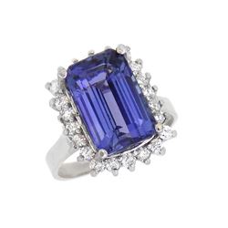 Platinum 6.01ct Tanzanite and Diamond Ring